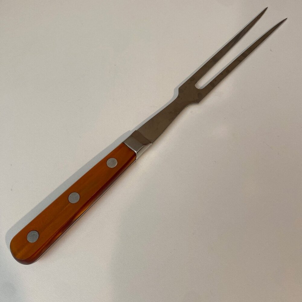 Vintage Au Nain‎ Carving Fork France Stainless Steel Faux Tortoise Handle